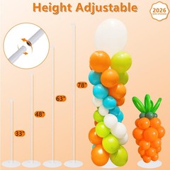 Balloon Column Stand Set of 4, Adjustable Balloon Tower Pillar Kit for Weddin…