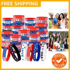 144PCS 4th/Fourth of July Accessories Party Favors: Patriotic Silicone Rubber…