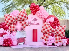 4Pcs Red White Gingham Bow Balloons for Summer Picnic BBQ/She’s Ready to Pop …