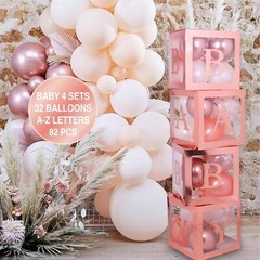 82PCS Rose Gold Baby Shower Decorations For Girl Kit – Jumbo Transparent Baby