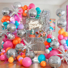 Disco Ball Balloons for 70S Disco Party Decor, 22 Inch Large 4D Metallic Silver