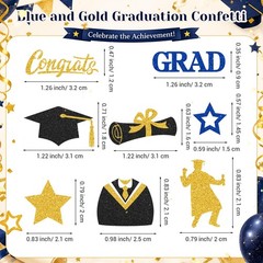 300 PCS Blue Black Gold Graduation Confetti 2026 Class of 2026 Decor