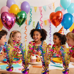 6 Pack Metallic Colorful Table Centerpiece Party Decoration Rainbow Theme Foil S