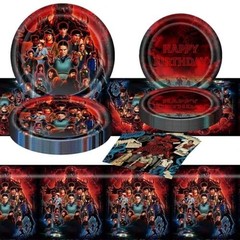Stranger Things Party Supplies Set – 20 Plates, 20 Napkins & Tablecover for Birt