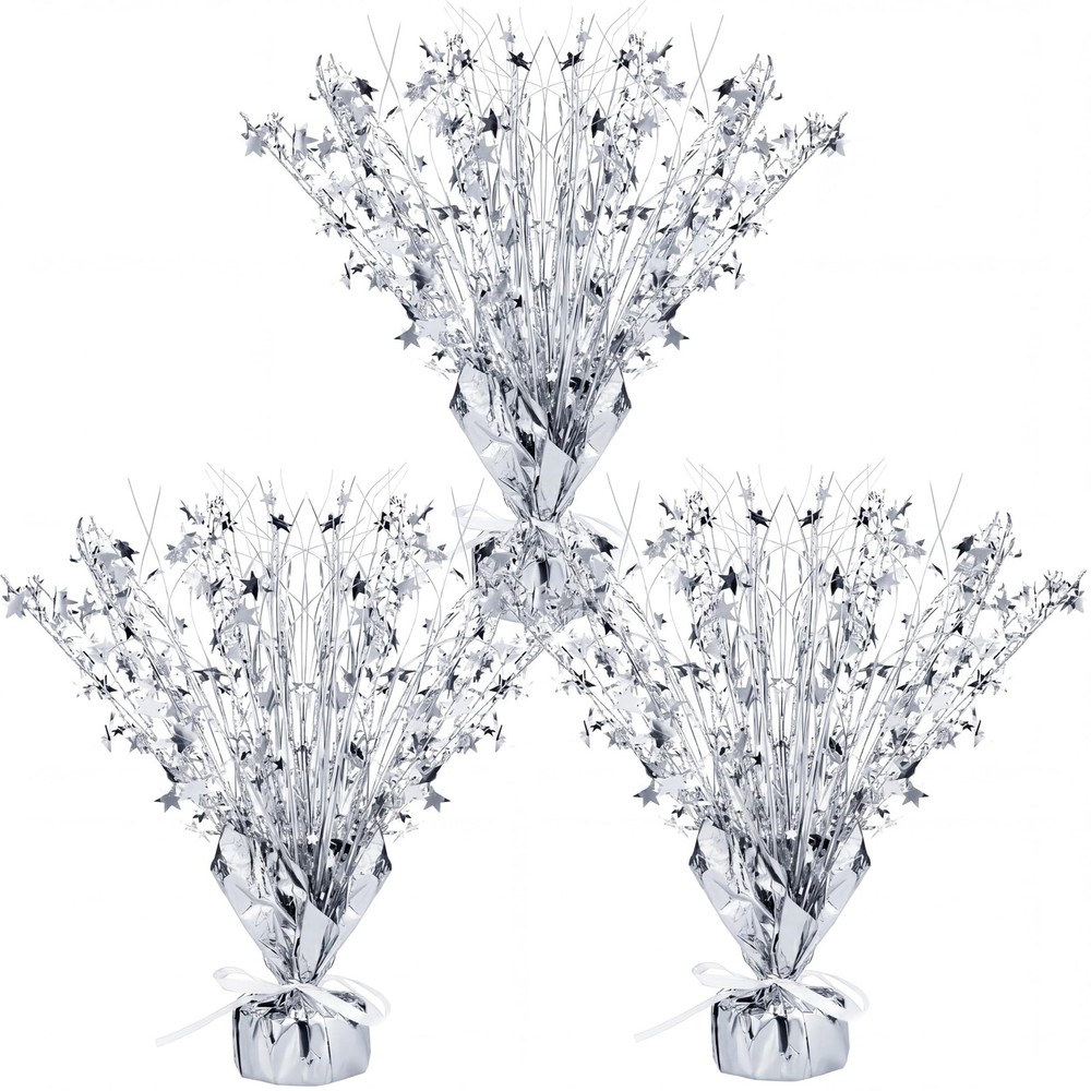 3 PCS Silver Metallic Foil Spray Star Burst Centerpieces Table Decor Grad