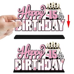 Happy 15th Birthday Pink Acrylic Table Topper Centerpieces Set 15 Years Old