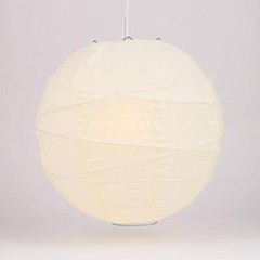 Quasimoon 14″ Beige / Ivory Round Paper Lantern, Crisscross Ribbing, Hanging …