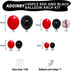Red and Black Balloon Arch Kit, 140Pcs Different Sizes inch Black and Red Bal…