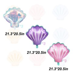 9 Pcs Seashell Balloons Multi-color Shell Balloon Ocean Balloons for Baby Sho…