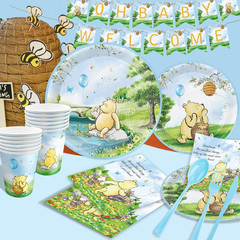 177Pcs Blue Winnie Bear Baby Shower Pooh Party Supplies Decorations Oh Baby Plat