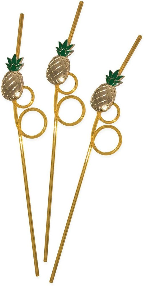 Tropical Drink Straws Pineapple 3Hawaiian Luau Party Novelty Birthday Gift Favor