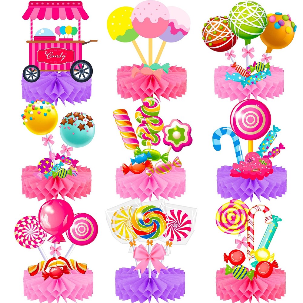 Candyland Party Table Decorations 9pcs 9 Count (Pack of 1), Pink