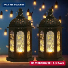 Hying 2 Pieces Ramadan Lanterns Decoration 5.2″ Height Retro Hanging Lamp Eid Mu