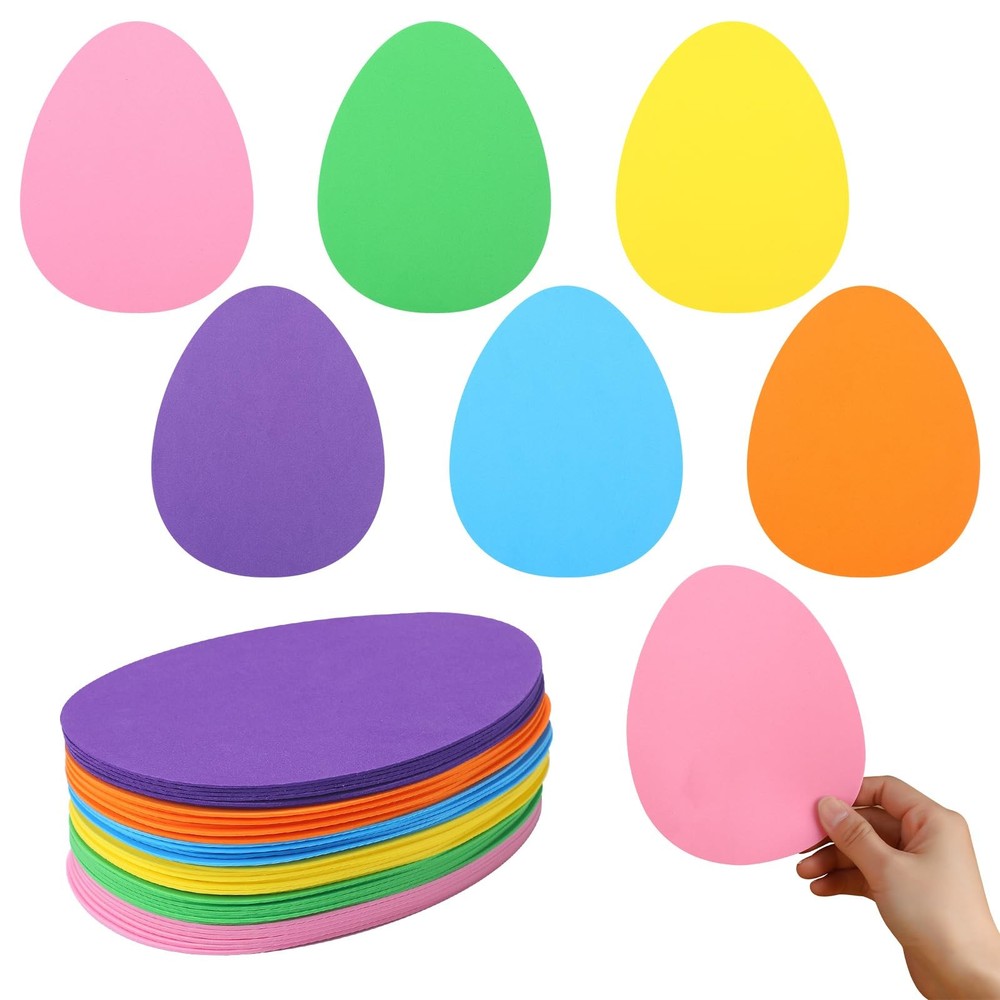 Large Foam Easter Egg Cutouts 6 Inch Colorful Bulletin Board Decor 48 PCS