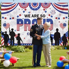 Military Pride Decoration Backdrop Banner – We Are So Proud of You Army Gradu…