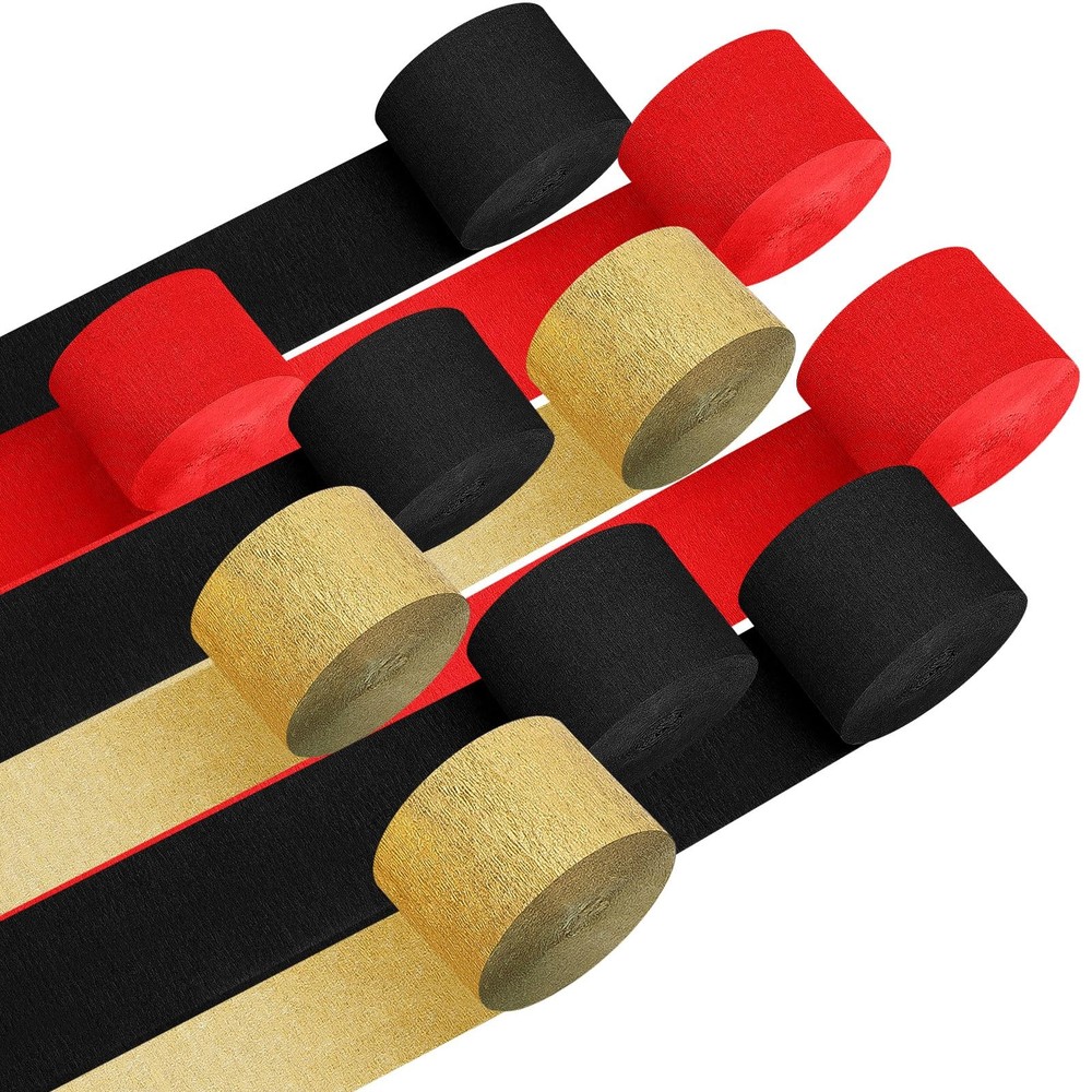 Crepe Paper Streamers 10 Rolls 820 Ft Red Gold Black Decorations