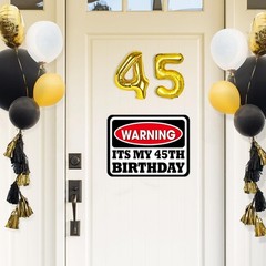 45Th Birthday Party Decorations – 9PCS Wall Signs Funny Tags for Adults 45 Years