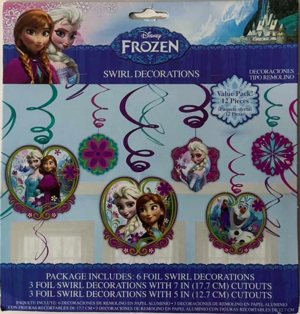 Disney Frozen Swirl Decorations 12 count foil swirl decorations – Pack of 3
