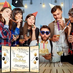 Black and Gold Birthday Decorations for Men or Women, Happy Birthday Guest Si…