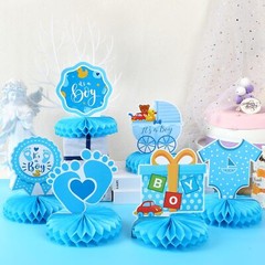 Blue Baby Shower Decorations – 10 Pcs Honeycomb Centerpieces Table Decor for Boy