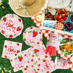 Strawberry Baby Shower Decorations, 150Pcs A Berry Sweet Baby is on the Way Deco