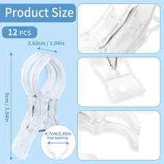 12 Pack Balloon Arch Clips for Backdrop | Plastic Transparent Spring Clamps | 3.