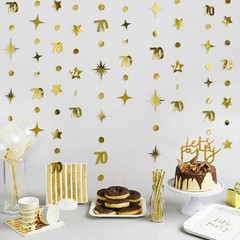 Gold 70th Birthday Decorations Number 70 Circle Dot Twinkle 4 piece set,