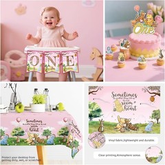 107pcs Classic Bear Birthday Decorations Set – Perfect for 1st Girl Birthday