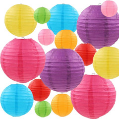 16 Pcs Colorful Paper Lanterns (Multicolor,Size of 4”, 6”, 8”, 10”) – Chinese…