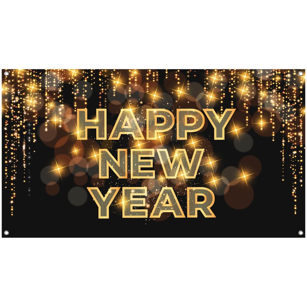 Xtra Large Happy New Year Banner 72×44 | NYE Decorations 2026 | Party Backdrop