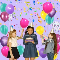 Purple Pink Blue Confetti Balloon, Balloons Party Decorations- 12in Hot Pink …