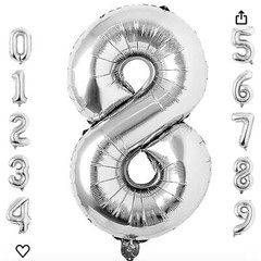 Number 8 silver inflatable balloon – Fast shipping, make an offer