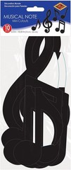 Musical Note Silhouettes 10 Piece Black Paper Decor Bundle, Music Theme