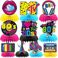 10 Pcs 80s Party Decorations, 1980s Table Honeycomb Centerpieces Back to the …