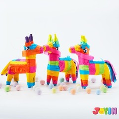 3 pcs Mini Donkey Pinatas 7″x5.5″ Cinco De Mayo Rainbow Color for Fun Fiesta Tac