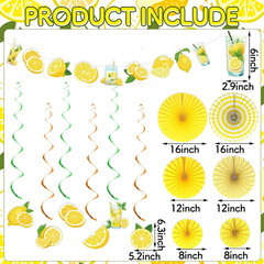 Lemonade Decorations Lemonade Party Banner Lemon Hanging Swirls Yellow Hanging P
