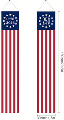 250th Anniversary Patriotic Flag Banner Set 1776-2026 Porch Decor 2 Pack