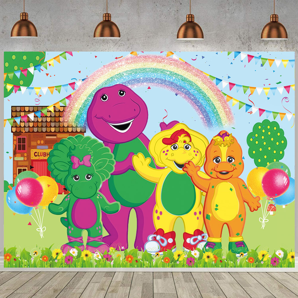 Barney and Friends Party supplies Backdrop Banner Vinyl 7x5ft Birthday Gift