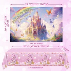 Party Spot! 164 PCS Princess Birthday Party Decorations For Girl, 12 Tablewar…