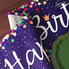 Happy Birthday Table Runner 72 Inches, White | Birthday Centerpieces, Polka Dots