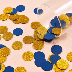 200 PCS Navy Blue Gold Table Confetti Circle Dots Glitter Party Decor 1 Inch