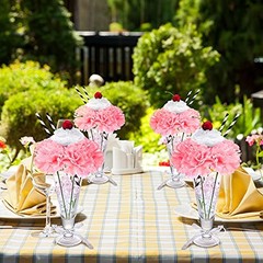 6 Sets Pink Carnations Artificial Flowers, 50’s Theme Party Decorations 58