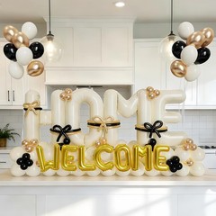 145Pcs Housewarming Party Decorations Beige 40Inch Welcome Home Balloon Banner