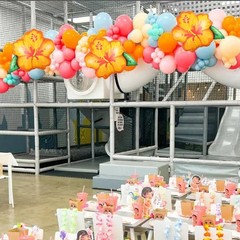 4Pcs Tropical Summer Foil Balloons, 23.6inch Yellow Orange Hibiscus Flowers B…