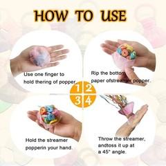 12Pack Hand throw Streamer Poppers 6 Color Mix No Mess Confetti Poppers，Party…