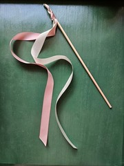 Multicolor Ivory and Mauve Ribbon Wands for Birthday or Wedding Celebration