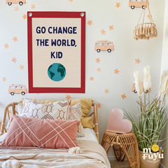 Classroom Decor,Motivational Wall Decor,Go Change the World Kid Linen Canvas Ban