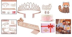Complete 60th Birthday Gift Set: Crown, Sash, Candles – Unforgettable Rose Gold
