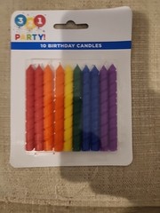 – 321 PARTY! Multicolor Spiral Birthday Party Candles 10 Pack