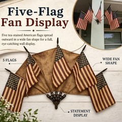Five Tea-Stained Flags, Vintage US Small Flags Patriotic Decoration For Wall Art